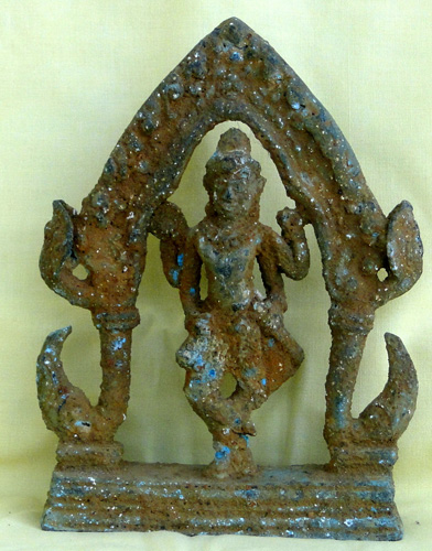 Four armed Khmer Vishnu in arch, dancing, Angkor Four armed Khmer Vishnu in arch, dancing, Angkor