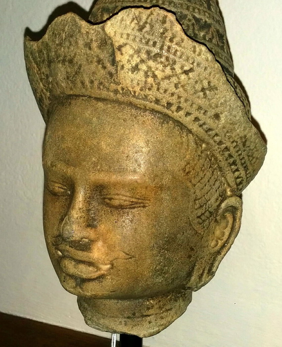 Khmer head deity Khmer head deity