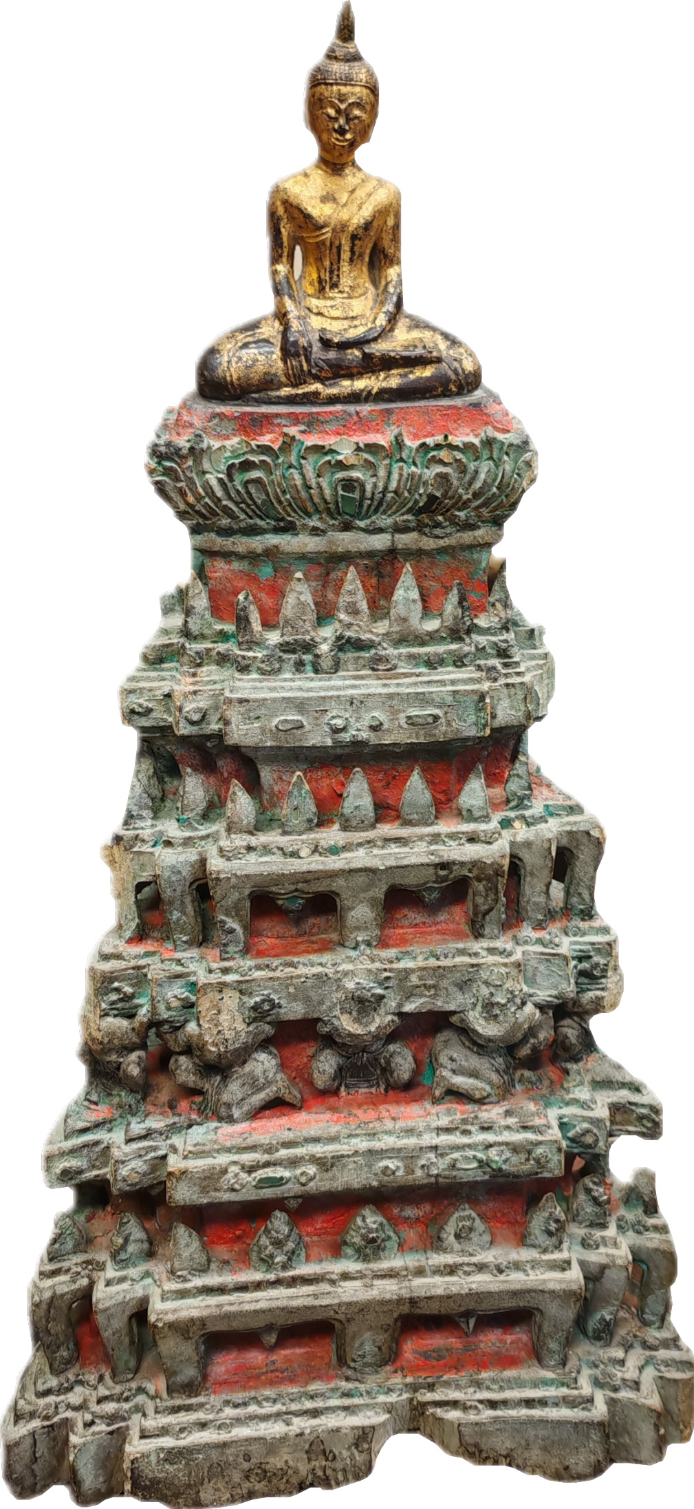 Small Buddha on big Ayutthaya base